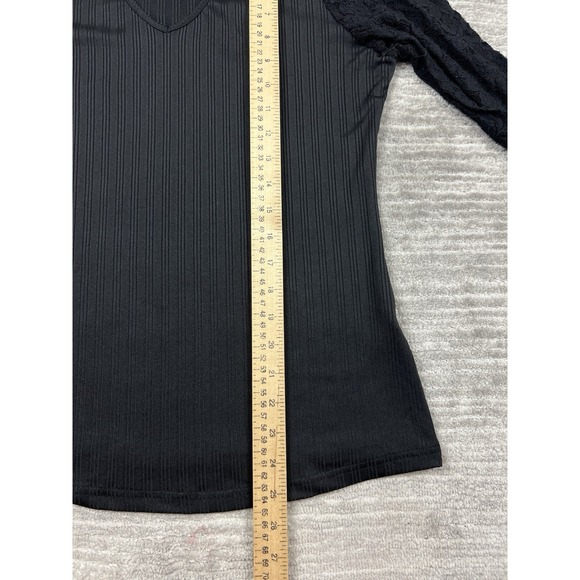 Bloomchic Top Womens 10 Black Lace Longsleeve Vneck Casual - Picture 5 of 12